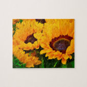 美しい黄色とオレンジ色のひまわりの花束 ジグソーパズル (横)