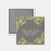 美しい黄色とグレーのカスタム日付を保存 マグネット (正面/裏面)