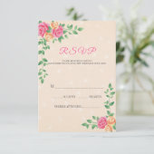 美しい黄色とピンクのバラ 出欠カード (スタンド正面)