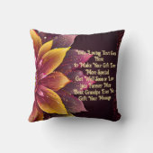 美しい黄色とピンクの開花カスタムギフトメッセージ クッション (裏面)