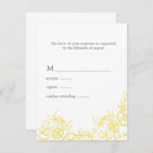 美しい黄色と灰色のフローラ結婚の反応 出欠カード (正面/裏面)