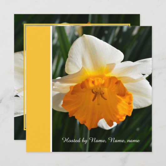 美しい黄色と金ゴールドの水仙の花すべての部分 招待状 (正面/裏面)
