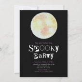 美しい黄色と金ゴールドフルムーンハロウィーン 招待状 (正面)