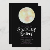 美しい黄色と金色の満月ハロウィン 招待状 (正面/裏面)