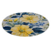 美しい黄色と青の花 カッティングボード (角)