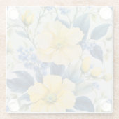 美しい黄色と青の花 ガラスコースター (裏面)