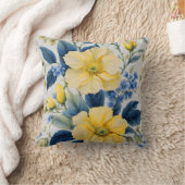 美しい黄色と青の花 クッション (ブランケット)