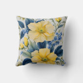 美しい黄色と青の花 クッション (裏面)