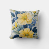 美しい黄色と青の花 クッション (正面)