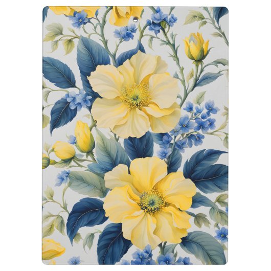 美しい黄色と青の花 クリップボード (裏面)