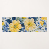 美しい黄色と青の花 ヨガマット (正面(横))