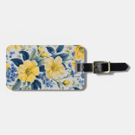 美しい黄色と青の花 ラゲッジタグ