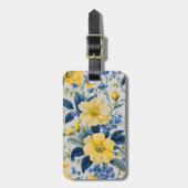 美しい黄色と青の花 ラゲッジタグ (正面縦)