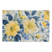 美しい黄色と青の花 枕カバー (裏面-左)