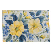 美しい黄色と青の花 枕カバー (裏面-右)