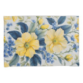 美しい黄色と青の花 枕カバー (正面右)