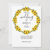 美しい黄色のひまわりがシンプルな白の招待状に 招待状 (正面)