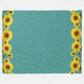 美しい黄色のひまわりオンティール（緑がかった色）フリースブランケット フリースブランケット (正面(横))