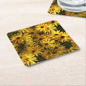 美しい黄色のひまわりコースターセット スクエアペーパーコースター (アングル)
