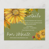 美しい黄色のひまわり結婚フローラ エンクロージャーカード (裏面)