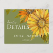 美しい黄色のひまわり結婚フローラ エンクロージャーカード (正面)