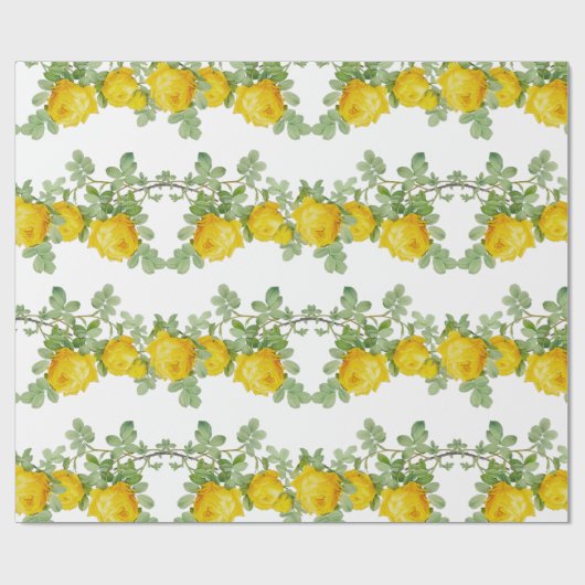 美しい黄色のウェディングローズの花 ラッピングペーパー (フラット)