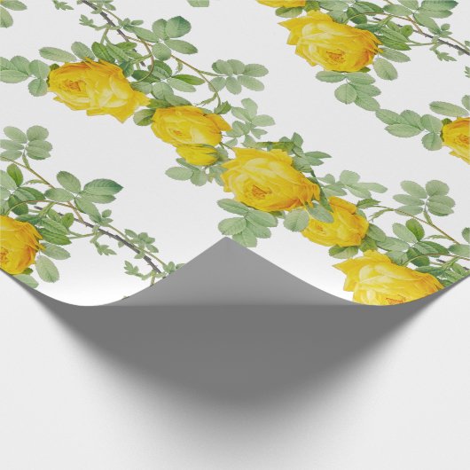 美しい黄色のウェディングローズの花 ラッピングペーパー (角)