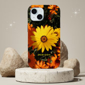 美しい黄色のオレンジ色の花の名パーソナライズされた前 Case-Mate iPhoneケース