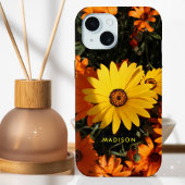 美しい黄色のオレンジ色の花の名パーソナライズされた前 Case-Mate iPhoneケース