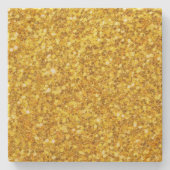 美しい黄色のグリッターパターン ストーンコースター (正面)