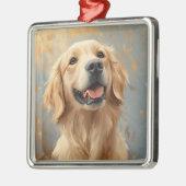 美しい黄色のゴールデンレトリバーの犬 メタルオーナメント (左)