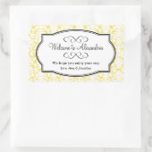 美しい黄色のダマスクパターンの町の抱き枕 長方形シール (バッグ)