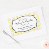 美しい黄色のダマスクパターンの町の抱き枕 長方形シール (封筒)