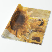 美しい黄色のテクスチャの巨大なヒマワリのフォトアート ラッピングペーパー (アンロールド)