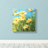 美しい黄色のデイジー キャンバスプリント (インサイチュ (ウッドフロア))