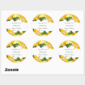 美しい黄色のハイビスカスの花のアート　ありがとう ラウンドシール (シート)