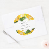 美しい黄色のハイビスカスフラワーアートありがとう ラウンドシール (封筒)