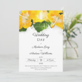 美しい黄色のハイビスカスフラワーアート結婚の魅力 招待状 (スタンド正面)