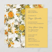 美しい黄色のバラのブライダルシャワーへの招待 招待状 (正面/裏面)