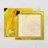 美しい黄色のバラの花が飾られたウェディング、パーティー、 招待状 (正面/裏面)
