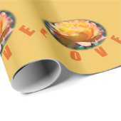 美しい黄色のバラの花の写真ラブギフト ラッピングペーパー (ロールコーナー)