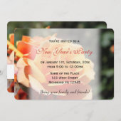 美しい黄色のバラの花新年パーティー 招待状 (正面/裏面)