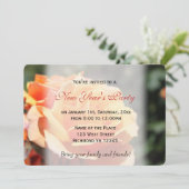 美しい黄色のバラの花新年パーティー 招待状 (スタンド正面)