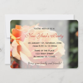 美しい黄色のバラの花新年パーティー 招待状