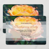 美しい黄色のバラの花 感謝祭パーティー 招待状 (正面/裏面)