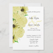 美しい黄色のバラ及びデイジーの結婚式招待状 招待状 (正面)