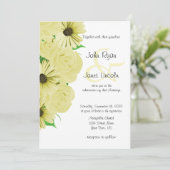 美しい黄色のバラ及びデイジーの結婚式招待状 招待状 (スタンド正面)