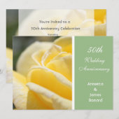 美しい黄色のバラ結婚の花の記念日 招待状 (正面/裏面)