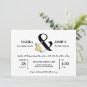 美しい黄色のフローラアンパサンド2 結婚 in 1's 招待状 (スタンド正面)