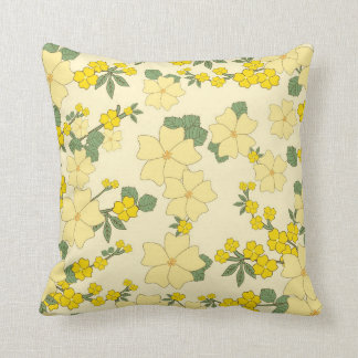美しい黄色のフローラアート クッション